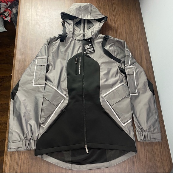 Puma Conqr Full Zip Jacket Silver Black Casual Athletic Outerwear Men’s Sz - Picture 1 of 11